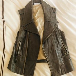 Vintage Ever Taupe Leather Vest Size Small-Medium